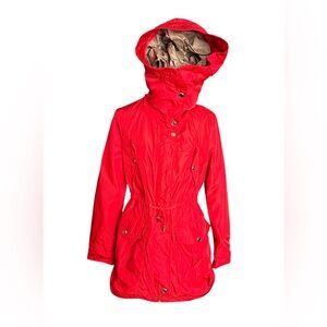 Steve Madden Jacket Parka Hood Size S Small Red Hooded‎ Women's Jacket (A36)
